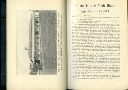 Photograph of Woodburn and Report from the Chairman of the Adult Home for the Blind