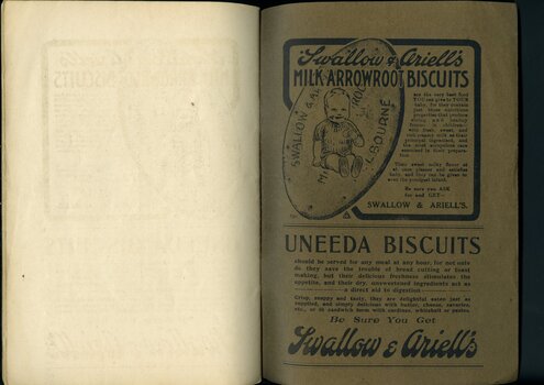 Advertisement for Swallow and Ariell's biscuits and cakes