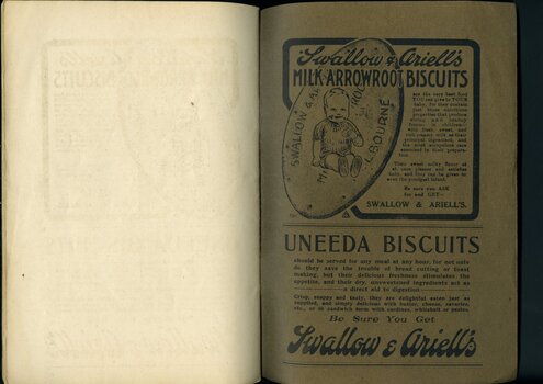 Advertisement for Swallow and Ariell's biscuits and cakes