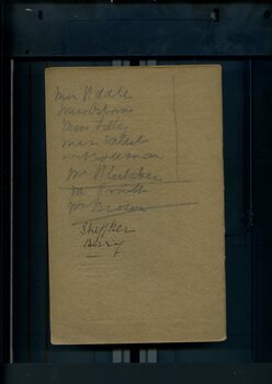 Handwritten list of names in pencil and pen