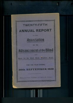 Blue cover with black writing