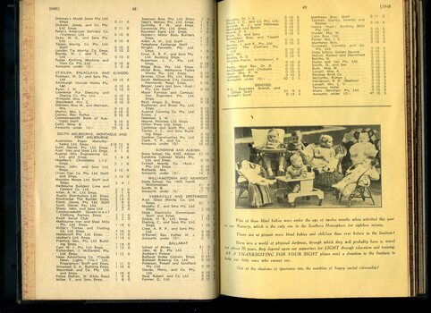 List of Public Subscribers with amounts tendered and photograph of several babies