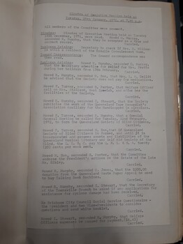 Minutes of Queensland Society of Blind Citizens Executive Committee