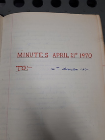 Minutes 21st April 1970 to 14th December 1971
