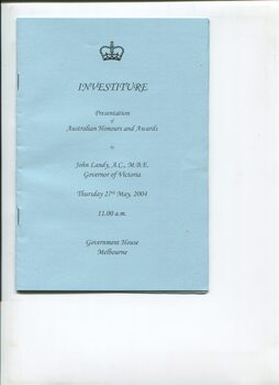 Investiture program for ceremony held on May 27, 2004