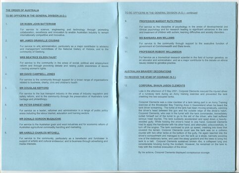 Investiture program for ceremony held on May 27, 2004