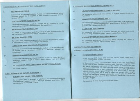 Investiture program for ceremony held on May 27, 2004