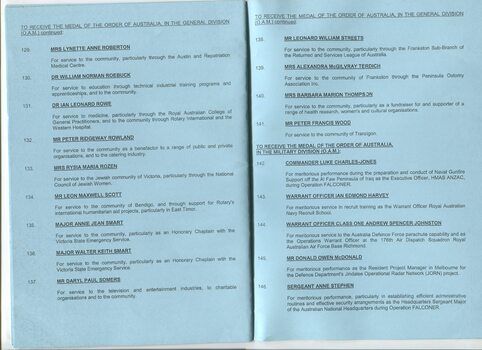 Investiture program for ceremony held on May 27, 2004