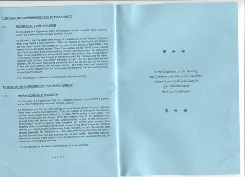 Investiture program for ceremony held on May 27, 2004