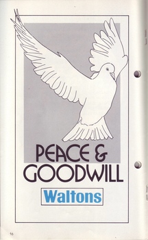 Drawing of white dove - advertisment from Waltons