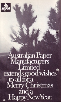 Picture of tree and Christmas message from Australian Paper Manufacturers