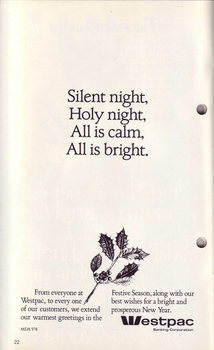 Drawing of holly and ivy and Christmas message from Westpac