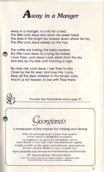 Words to Away in a Manager and advertisment for Georgiana's restaurant at St Kilda Road Travelodge