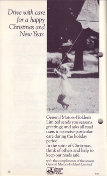 Young girl runs as she holds a balloon in a park and Christmas message from General Motors Holden