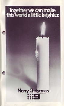 Photo of lit candle with advertisement from Channel 9