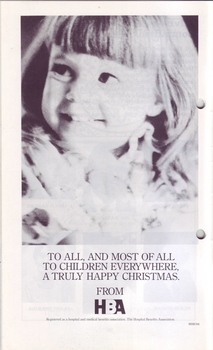 Picture of smiling young girl and Christmas message from HBA