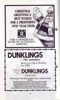 Christmas messages from Dunklings Jewellers and Commerical Bank of Australia