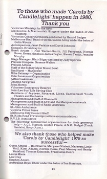 RVIB thanking individuals and organisations who helped with Carols