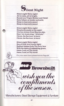 Words to Silent Night and Christmas message from Brownbuilt