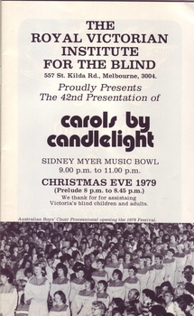 Title page and photo of Australian Boys Choir processional that opened the 1978 performance