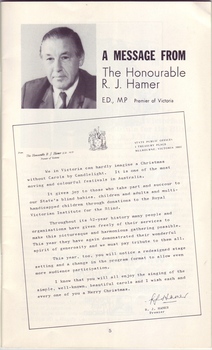 Portrait and letter from Premier R.J. Hamer