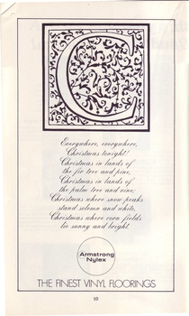 Ornate letter 'C' above Christmas poem quote from Armstrong Nylex