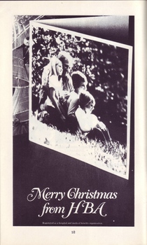 Photo of family of 4 in park with Christmas greeting from HBA