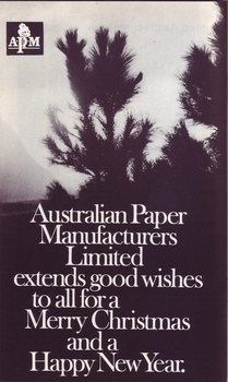 Photo of tree and Christmas message from Australian Paper Manufacturers
