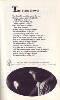 Words to The First Nowel and photo of young child watching a candle