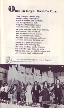 Words to Once in Royal David's City and image of performers on stage