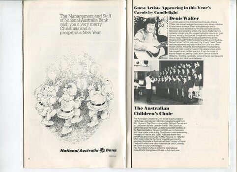 Christmas message from NAB and two images and biographies on Denis Walter and Australian Children's Choir