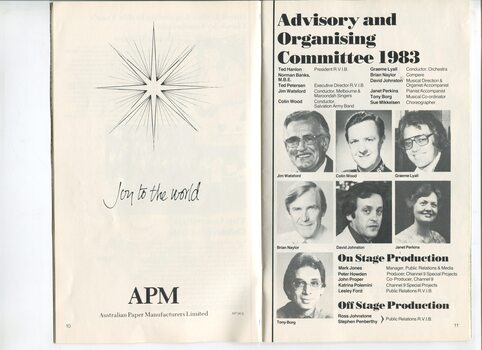 APM Christmas message and portraits and listing of organising commitee