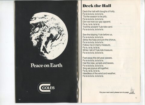 Christmas message from Coles and words to Deck the Halls