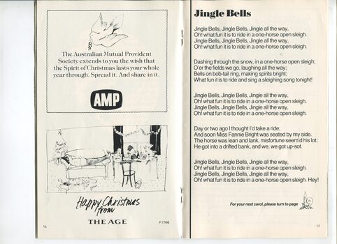 Christmas messages from AMP and The Age, and words to Jingle Bells