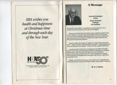 HBA Christmas message and portrait and thank you from E.J. Hanlon