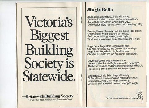 Statewide Building Society advertisement and words to Jingle Bells