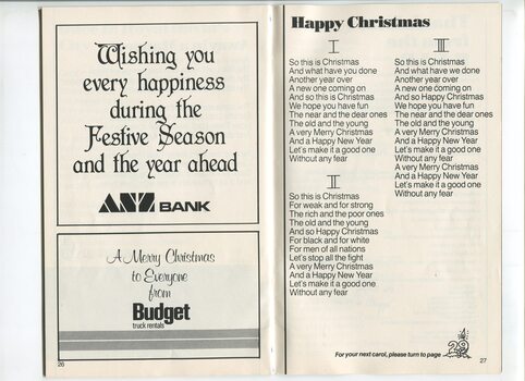 Christmas message from ANZ Bank and Budget Truck Rentals with words to Happy Christmas