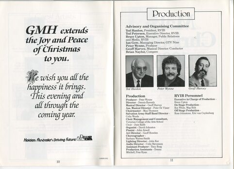 GMH Holden Christmas message and listing of organising committee with three portraits