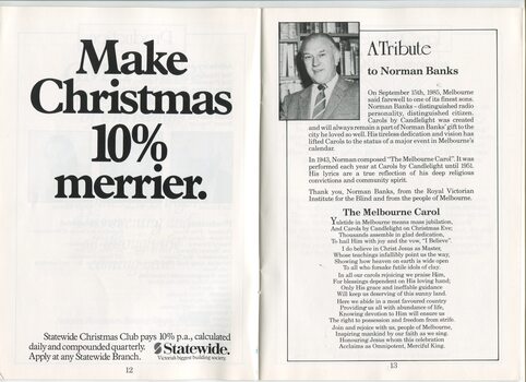 Statewide Building Society advertisement and tribute to Norman Banks