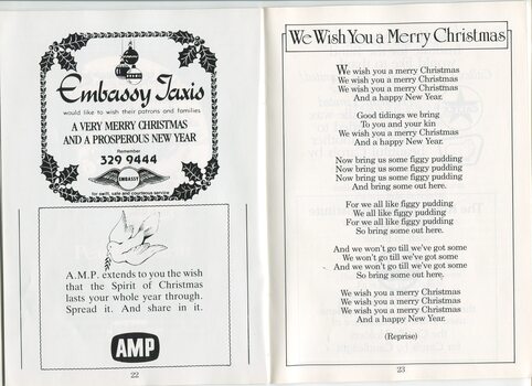 Embassy Taxis and AMP Christmas message and words to We Wish You a Merry Christmas