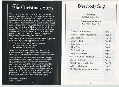 Story of Christmas and order of carols