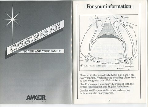 AMCOR Christmas message and map of Bowl