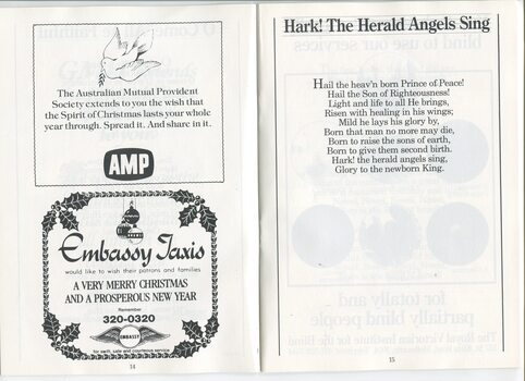 AMP and Embassy Taxis Christmas message and words to Hark! The Herald Angels Sing
