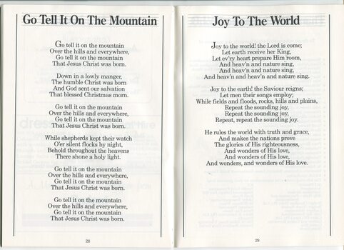 Words to Go Tell It on The Mountain and Joy to the World