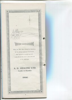 A.G. Heating Christmas message and drawing of three wise men on camels