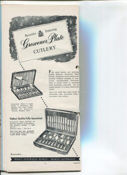 Advertisement for Grosvenor Plate cutlery