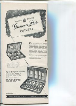Advertisement for Grosvenor Plate cutlery