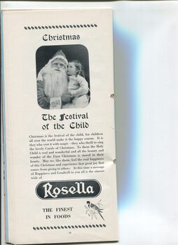 Christmas message from Rosella and photo of Santa holding a young girl on his knee