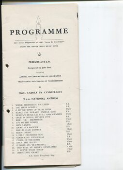 Order of carols and program description