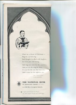 Christmas message from National Australia Bank and drawing of choir boy